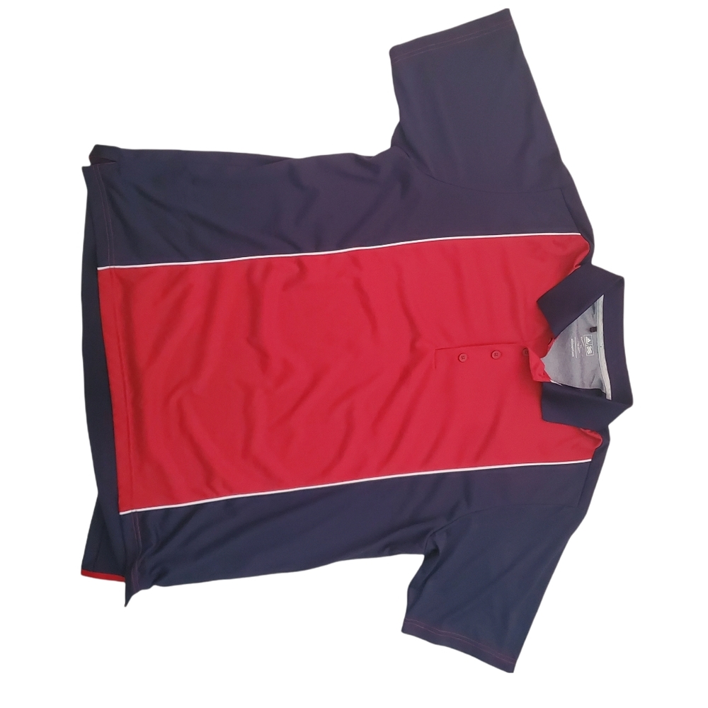 Mens adidas Golf Climacool Red and Navy Blue Polo Shirt XL